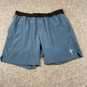 Three Nails Shorts Mens XXL Blue Athletic Gym Shorts Running Jogging Christian